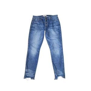 Madewell High Rise Skinny Distressed Frayed Hem Jeans Womens Size 10 Blue